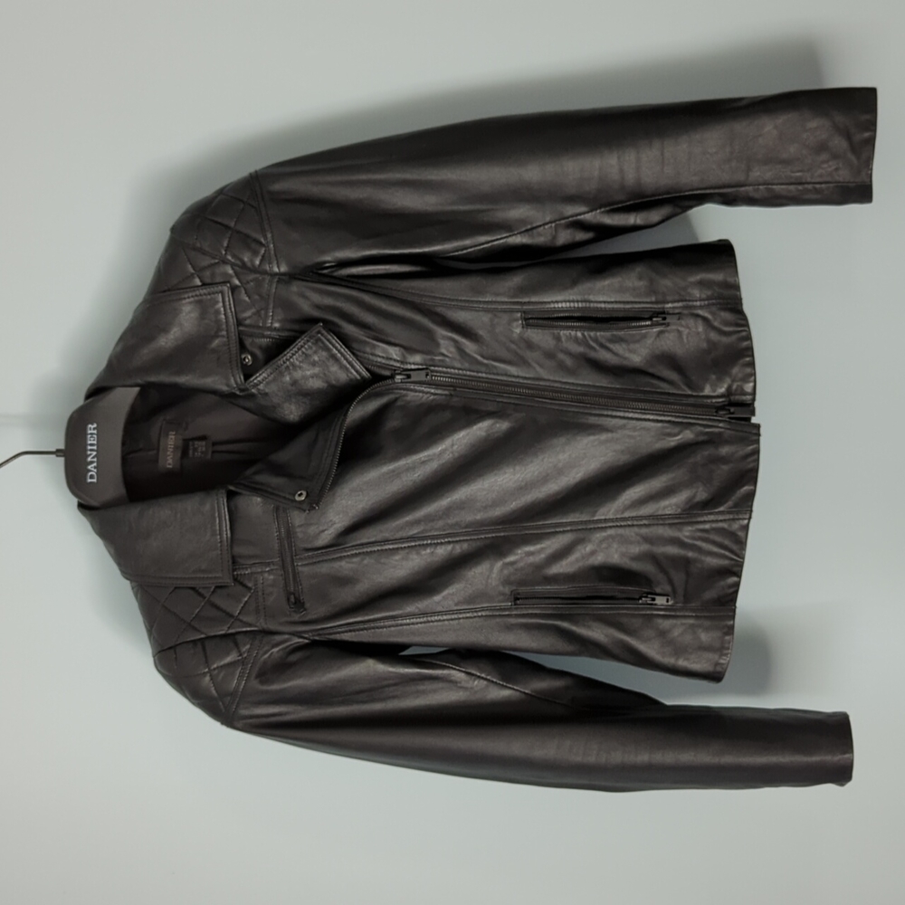 Danier Black Leather Jacket.  2XS